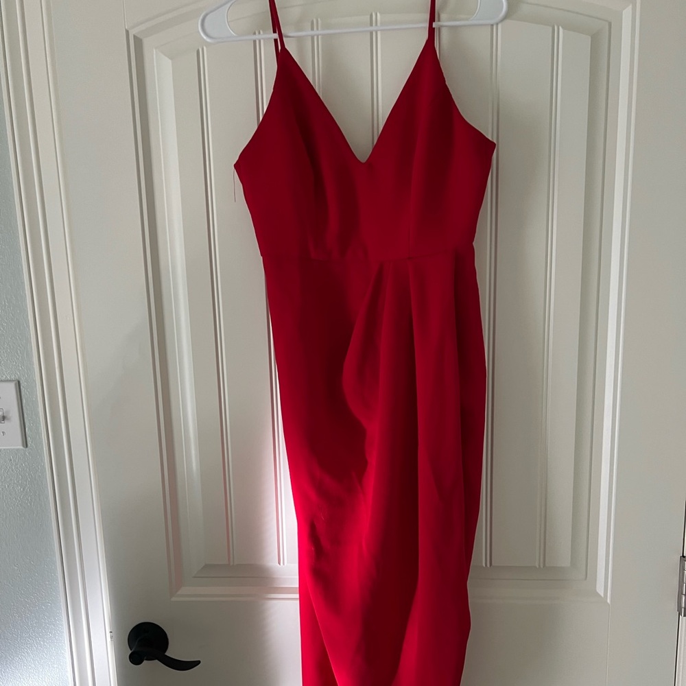 Red Size Two Ankle Length Dress Size 2 with Slit
